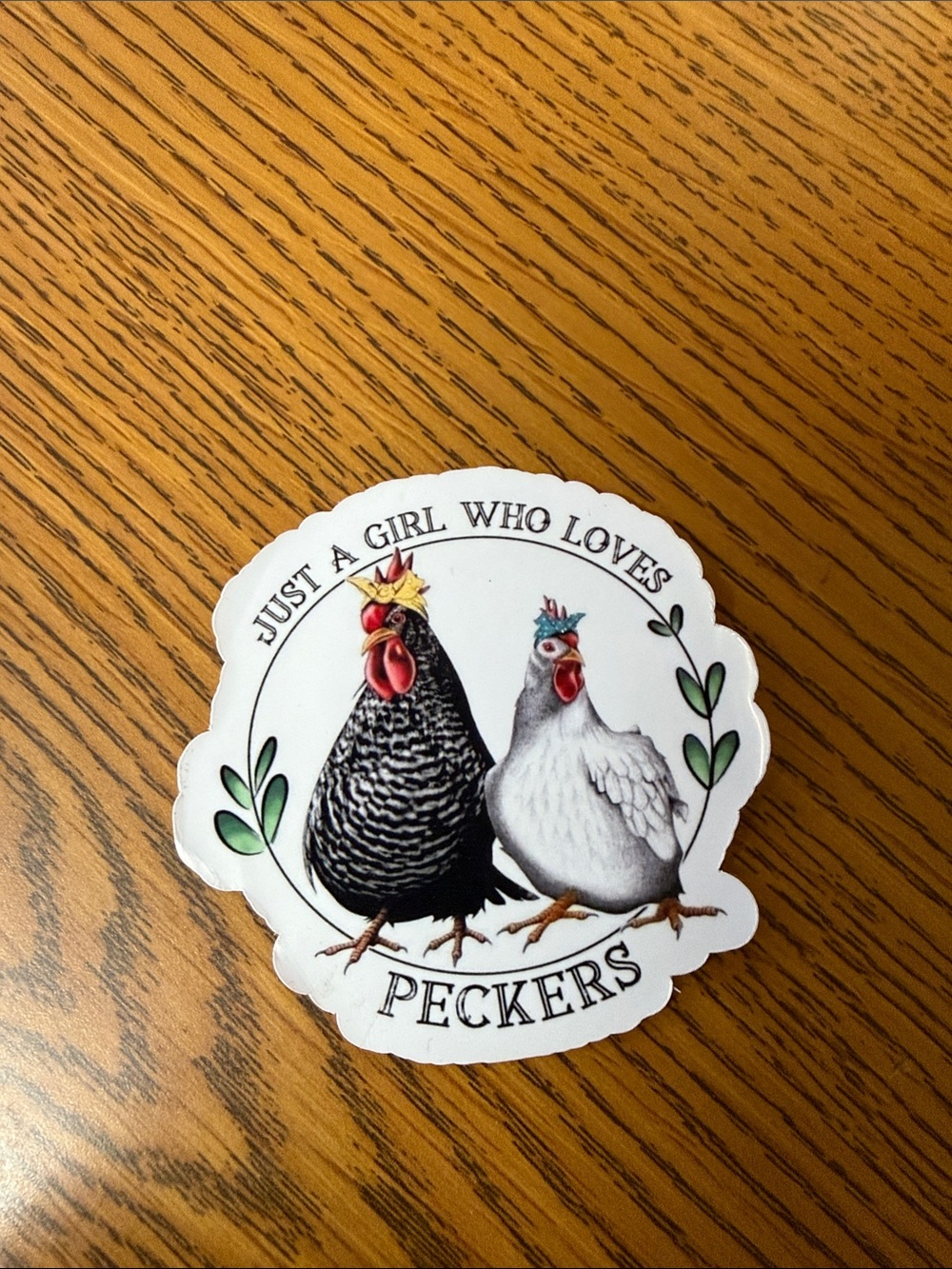 Just A Girl Who Loves Peckers Sticker - White and Black